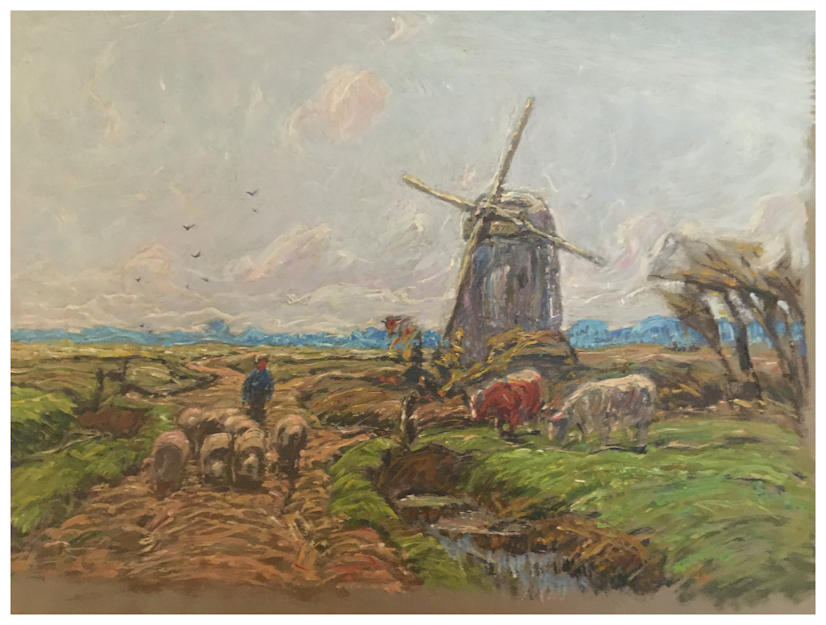 Anton dejong nederlandse schilder: Windmolen -3.