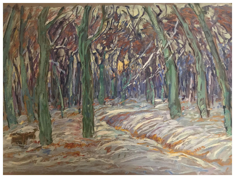 Anton dejong dutch painter: Woods in winter