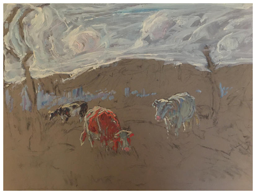 Anton dejong nederlandse schilder: Koeien in het veld 3.