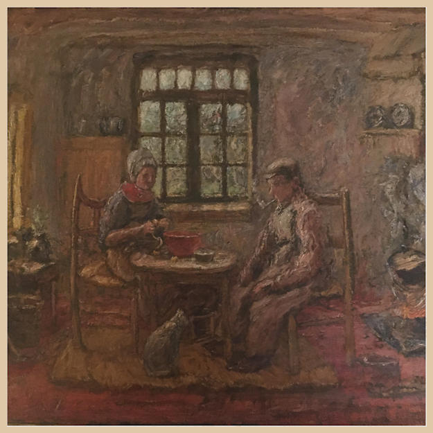 Anton dejong dutch painter: At table with cat