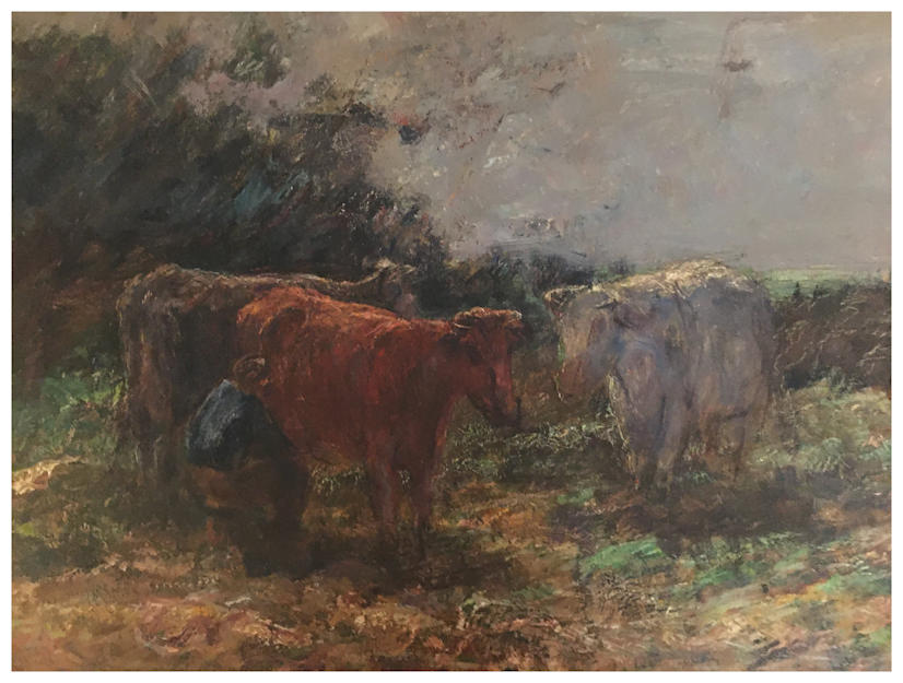 Anton dejong nederlandse schilder: Koeien melken. 