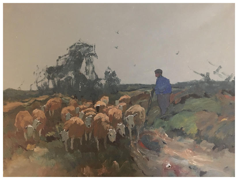 Anton dejong nederlandse schilder: Man die koeien hoedt. 