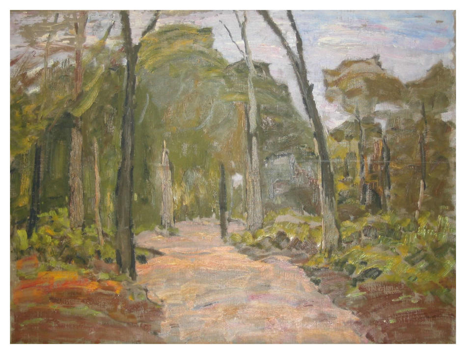 Anton dejong dutch painter: Path through woods