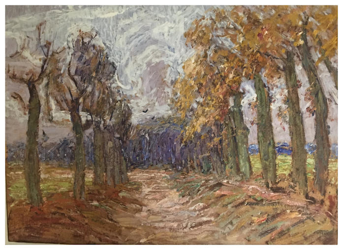 Anton dejong nederlandse schilder: Pad door bomen.