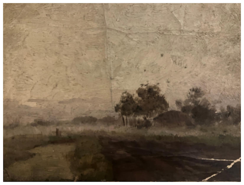Anton dejong nederlandse schilder: Landschap met mist.