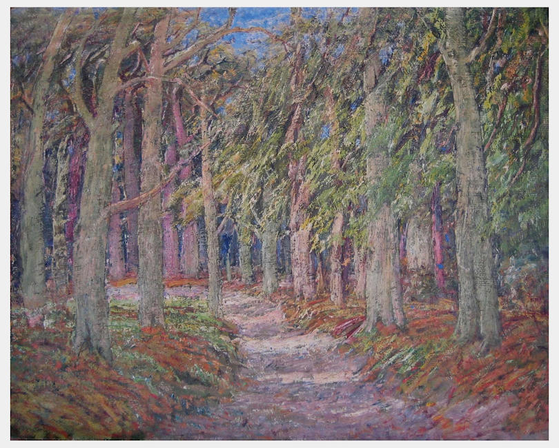 Anton dejong dutch painter: Path through trees.