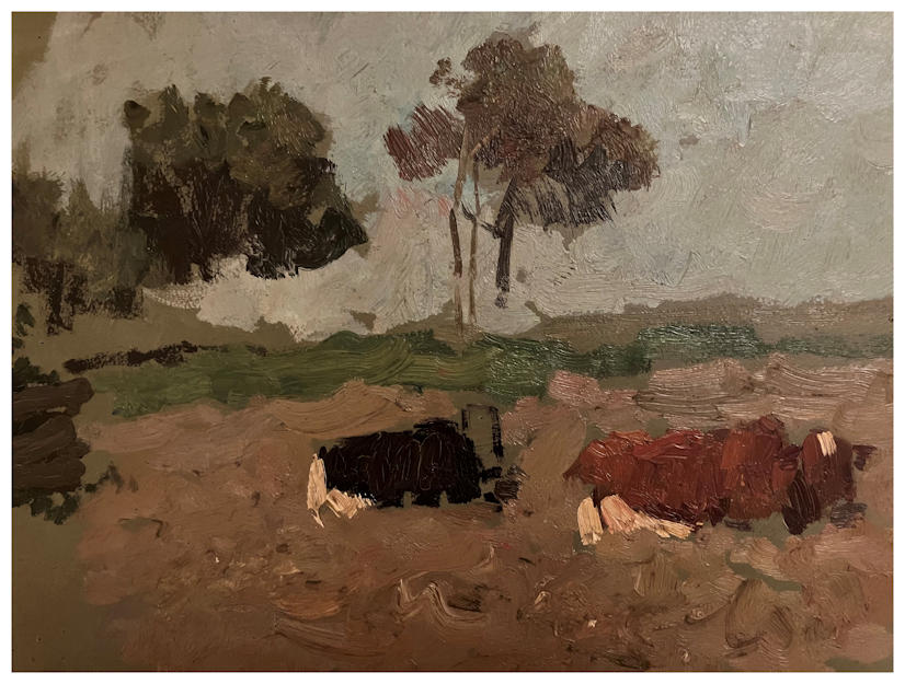 Anton dejong nederlandse schilder: Koeien in velden.  