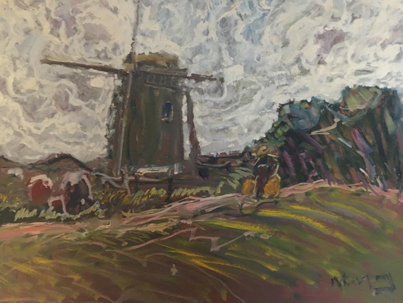 Anton dejong nederlandse schilder: Windmolen - 2
